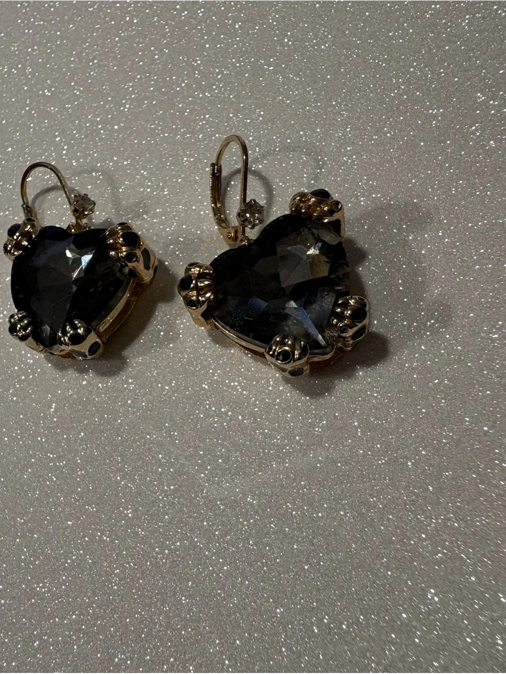 Betsey Johnson Gold-Tone Earrings with Smoky Blue Crystal
